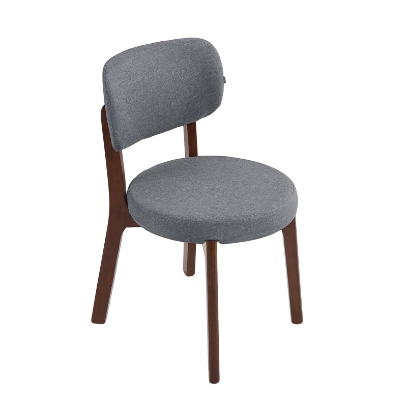 Living and Home 2Pcs Grey Upholstered Dining Chairs, Walnut Rubber Wood Frame Kitchen Side Chairs