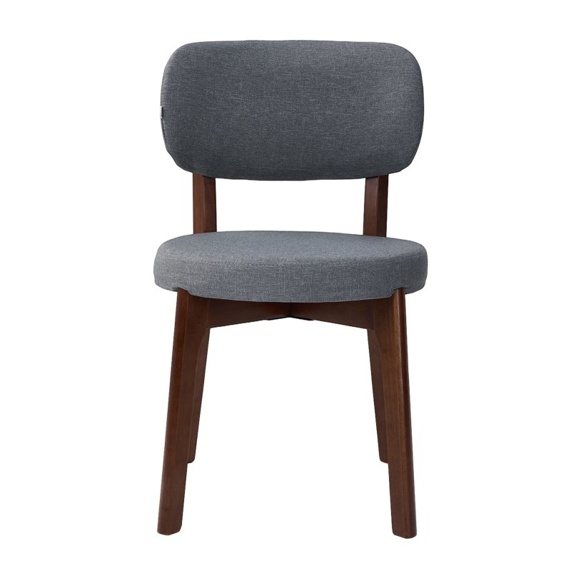 Living and Home 2Pcs Grey Upholstered Dining Chairs, Walnut Rubber Wood Frame Kitchen Side Chairs