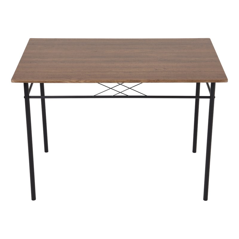 Living and Home 5 Pieces Oak Wood Grain Dining Table Set with 4 X-Back Metal Frame Dining Chairs
