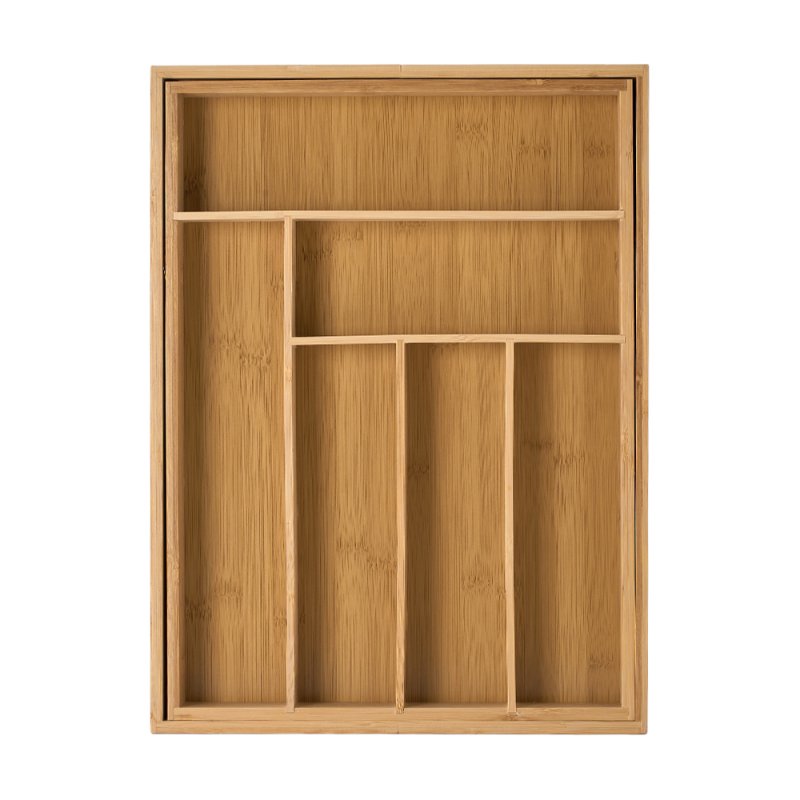 Living and Home Adjustable Cutlery Drawer Organiser with 8 Compartments, Natural Wood