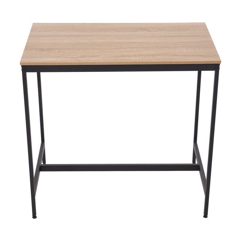 Living and Home 5 Piece Oak Wood Grain Bar Table Set with 4 Stools, Black Metal Frame Pub Dining Set