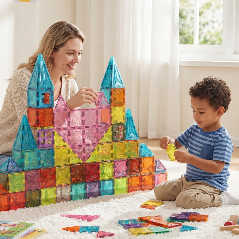 Living and Home 42-Piece Magnetic Tiles Building Set Educational Toys For Your Kids