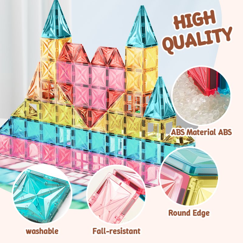Living and Home 42-Piece Magnetic Tiles Building Set Educational Toys For Your Kids