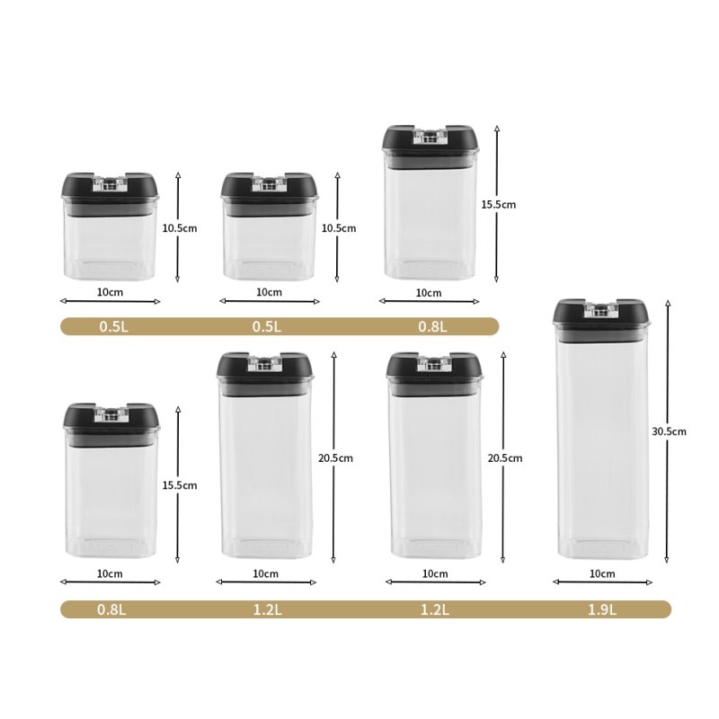 Living and Home 7Pcs Airtight Food Storage Containers with Clasp Lids