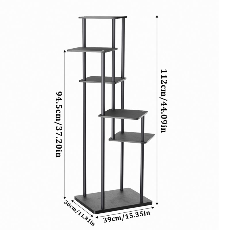 Living and Home 6-Tier Plant Stand Plant Display, Black, 39cm W x 30cm D x 112cm H