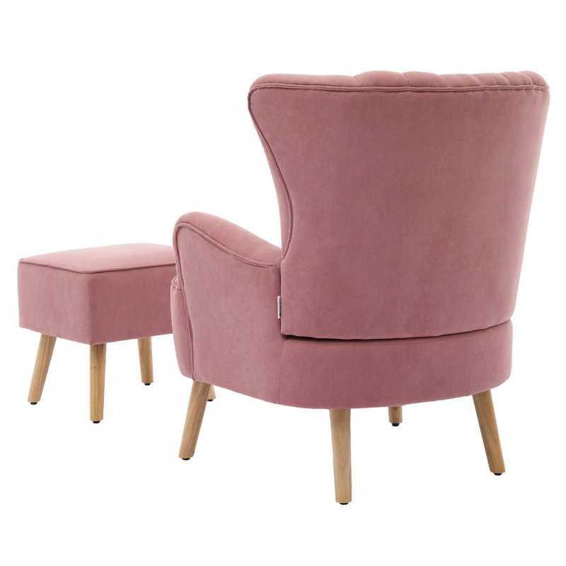 Living and Home Contemporary Curved Back Single Armchair with Lumbar Pillow and Footstool