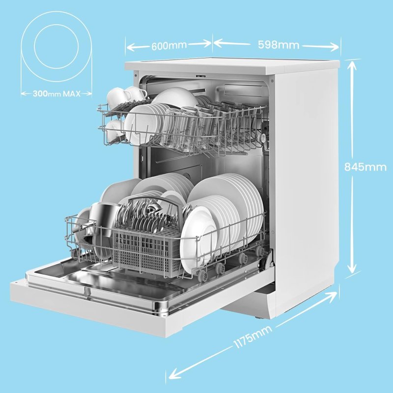 Cloud Wash Freestanding Dishwasher with 12 Place Settings, 8 Programs, 30-Min Quick Wash & 70C Hygiene, 24h Delay Start, Advanced Drying, 49 dB