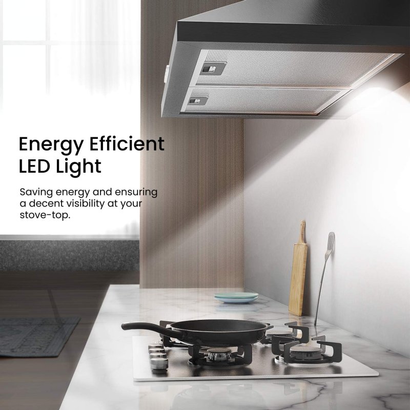 3-Speed 60cm Wall Mounted Chimney Cooker Range Hood with LED Light