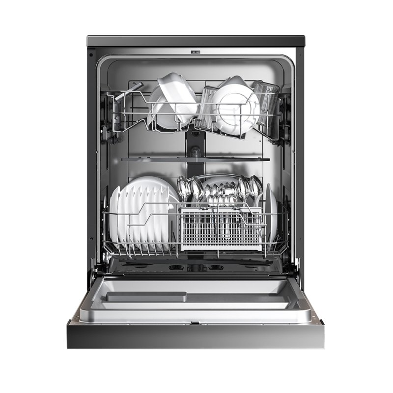 Black Freestanding Dishwasher with 12 Place Settings & 6 Washing Programs