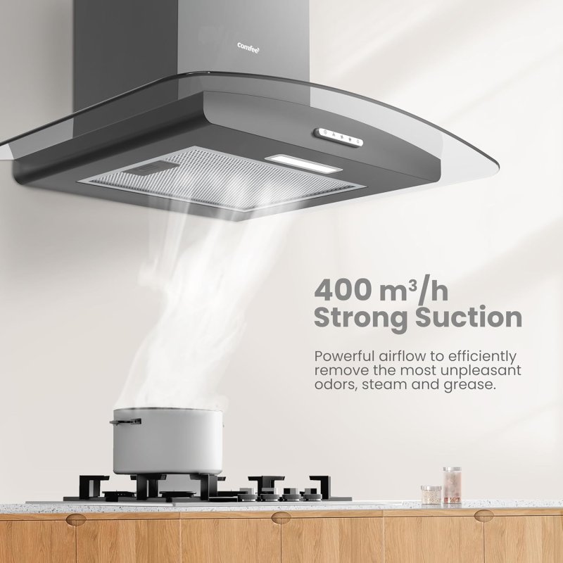 60cm Chimney Cooker Range Hood Kitchen Extractor with 3-Speed Modes