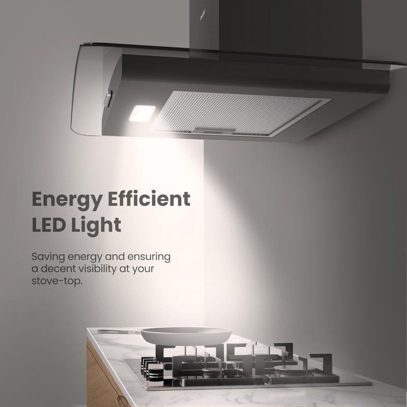 60cm Chimney Cooker Range Hood Kitchen Extractor with 3-Speed Modes