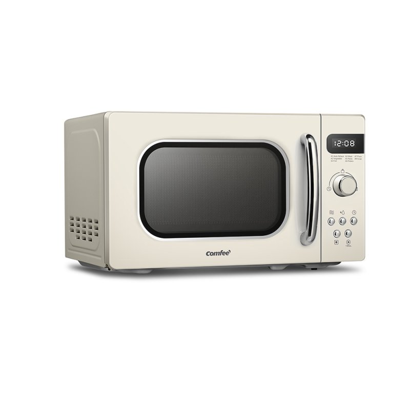 800W 20L Retro Microwave Oven with LED Display, 8 Auto Menus, 5 Cooking Power Levels