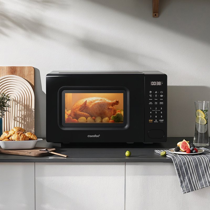700W 20L Countertop Microwave Oven with LED Display, 6 Modes, 11 Power Levels, Express Cook