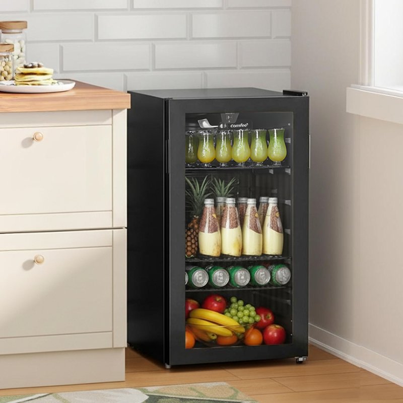 93L Under Counter Beer and Drinks Fridge with Low-E Glass Door, Removable Shelves