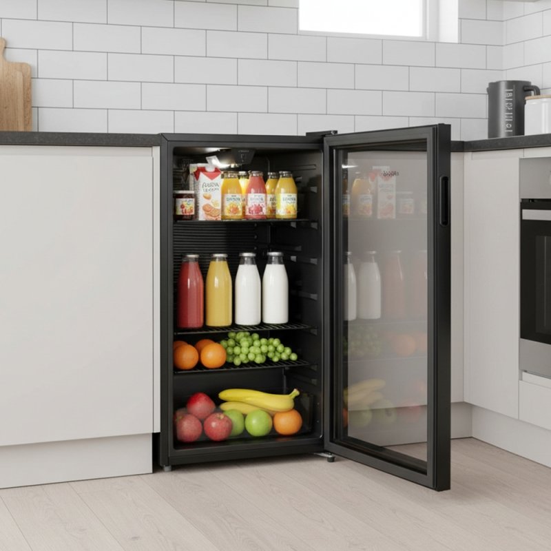 93L Under Counter Beer and Drinks Fridge with Low-E Glass Door, Removable Shelves