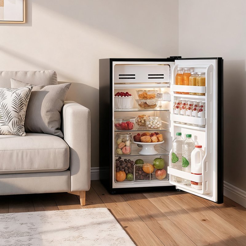 93L Under-Counter Fridge with Cooler Box - Black, Rapid-Chill Compartment, 5-Star Energy, Reversible Door