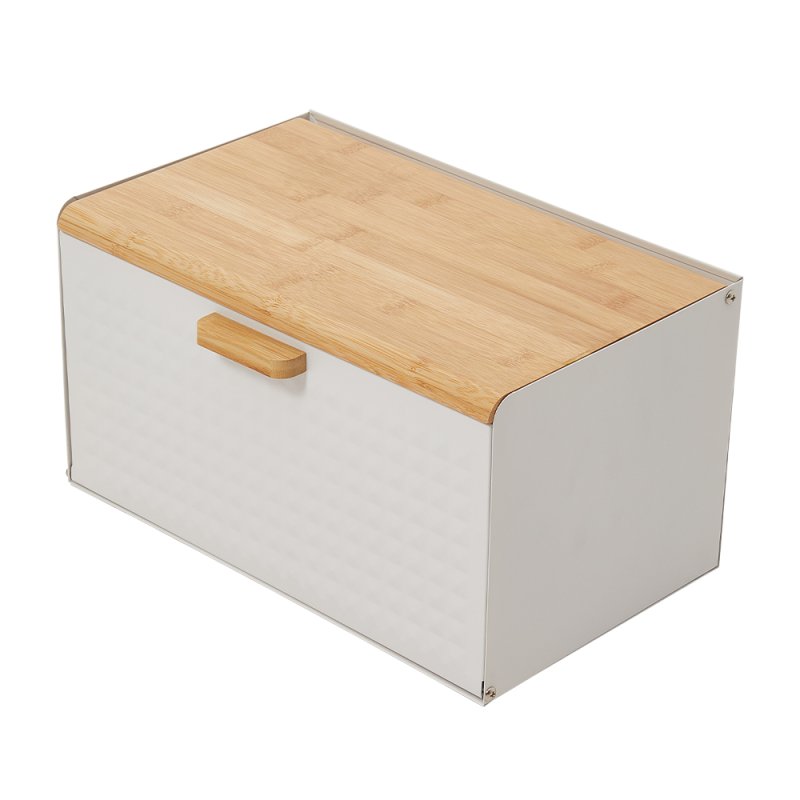 Living and Home 2-door Countertop Metal Bread Box with Bamboo Lid