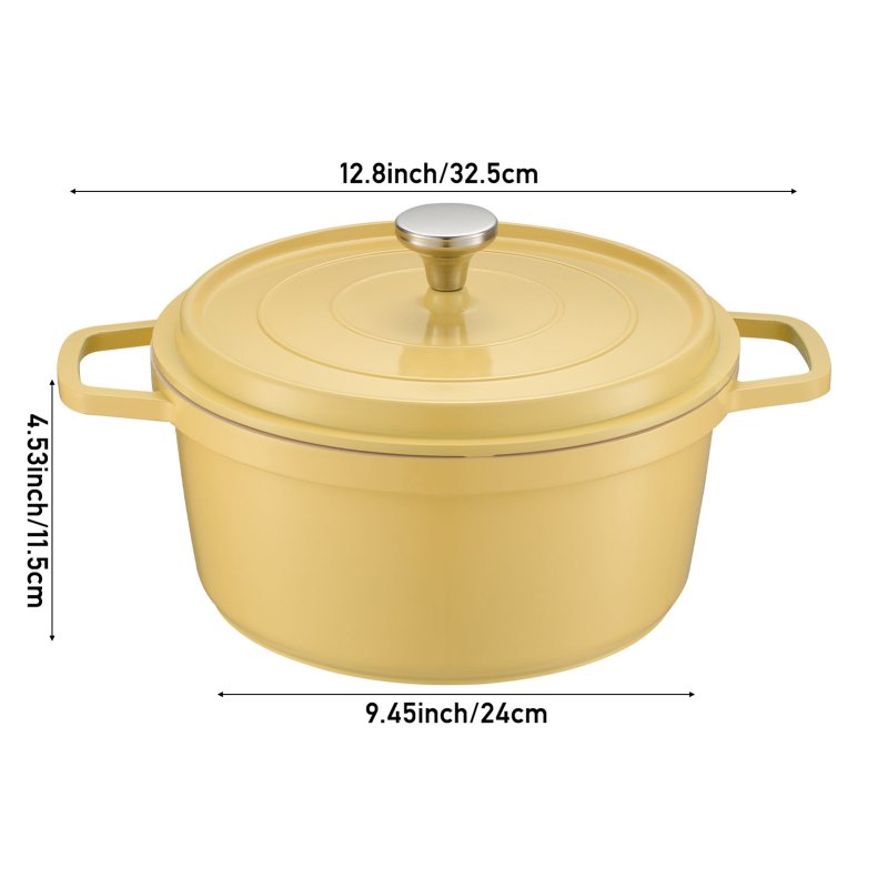 Living and Home 4.75 L Enameled Dutch Oven with Dual Handles and Lid
