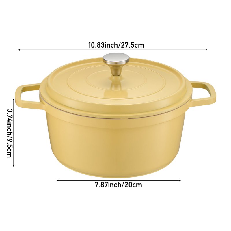 Living and Home 2.75 L Enameled Dutch Oven with Dual Handles and Lid
