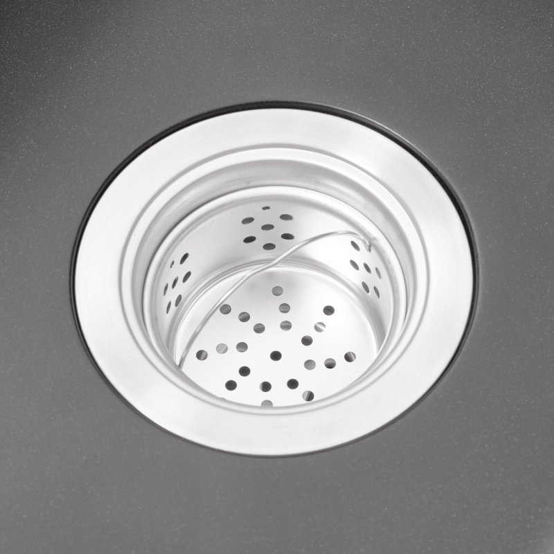 Living and Home Double Bowl Quartz Resin Composite Kitchen Sink with Waste Kit, Graphite Grey, 116cm (W) x 50cm (D) x 20cm (H)