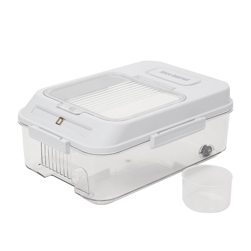 Living and Home 5KG Airtight Rice Storage Container with Lid, Clear + Cream