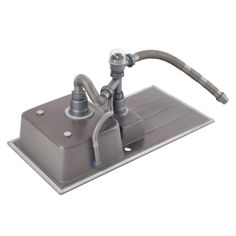 Living and Home Modern Quartz Resin Composite Kitchen Sink with Waste Kit, 100cm W x 50cm D x 20.5cm H, Graphite Grey
