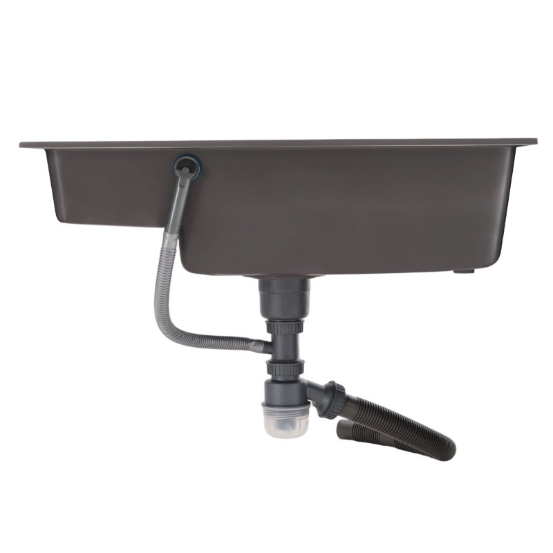Living and Home Modern Quartz Resin Composite Kitchen Sink with Waste Kit, 80cm W x 49cm D x 22cm H, Graphite Grey