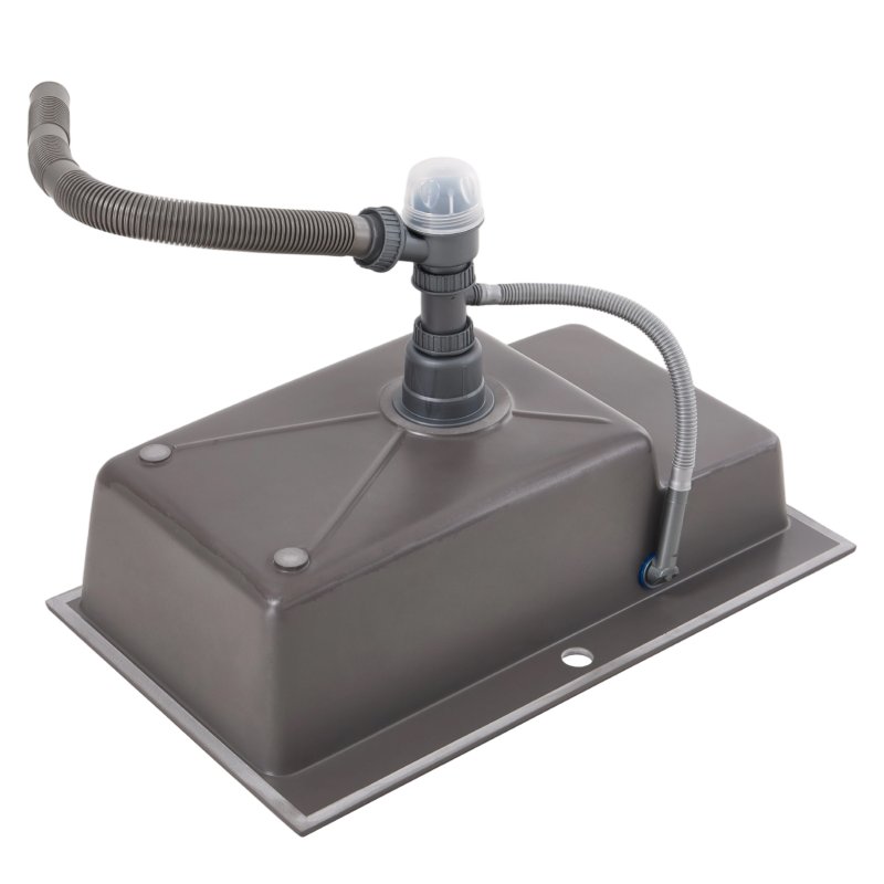 Living and Home Modern Quartz Resin Composite Kitchen Sink with Waste Kit, 80cm W x 49cm D x 22cm H, Graphite Grey