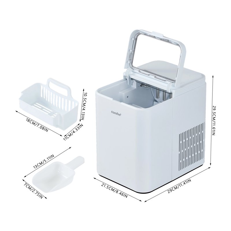Ice Maker Machine with Ice Scoop & Basket, 1.3L Water Tank