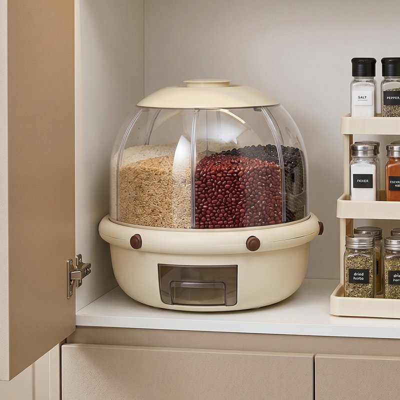 Living and Home 10L 360° Rotating Grain Dispenser Storage Container with Airtight Lid