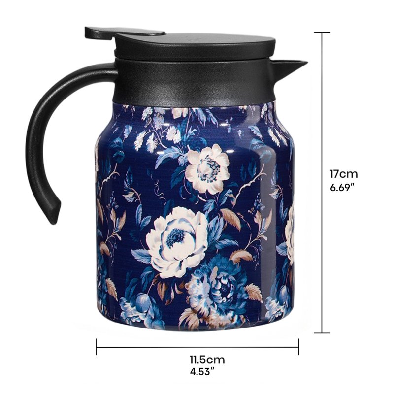 Living and Home Vintage Floral Pattern Thermal Carafe Teapot with Built-in Infuser