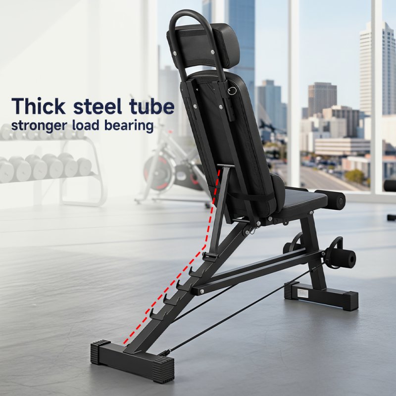 Living and Home Multifunctional Foldable Adjustable Workout Weight Bench with Resistance Bands