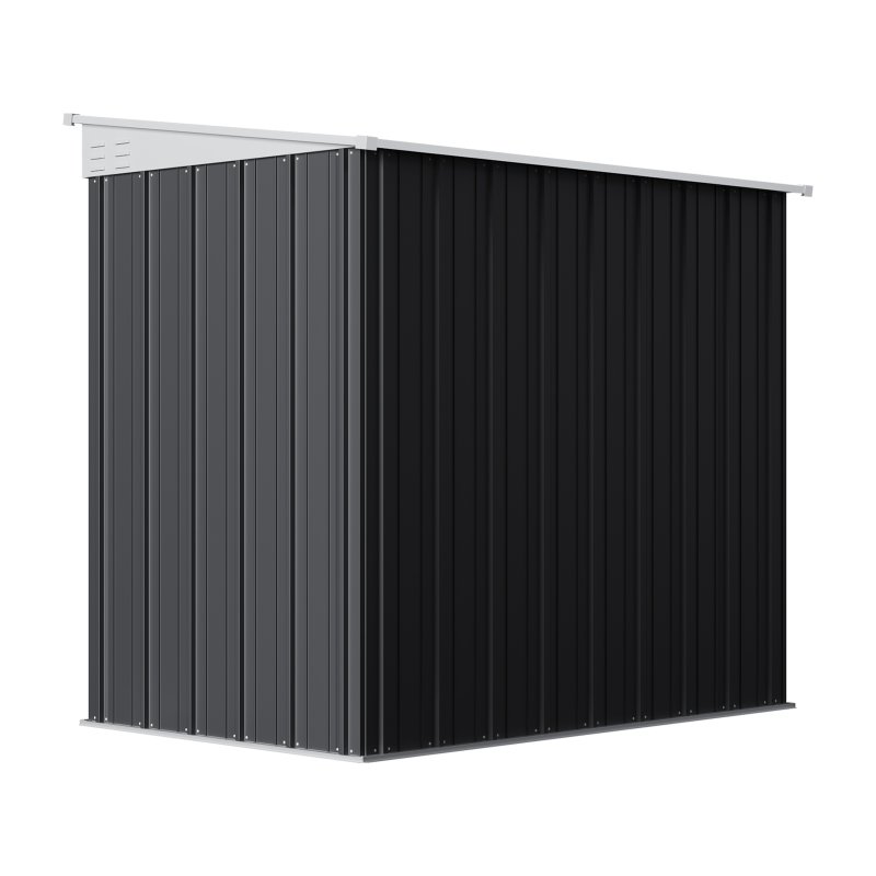 Living and Home 4.27x6.27FT Anthracite Single Door Metal Pent Roof Garden Storage Shed, Weatherproof Outdoor Tool Cabinet Without Base Floor