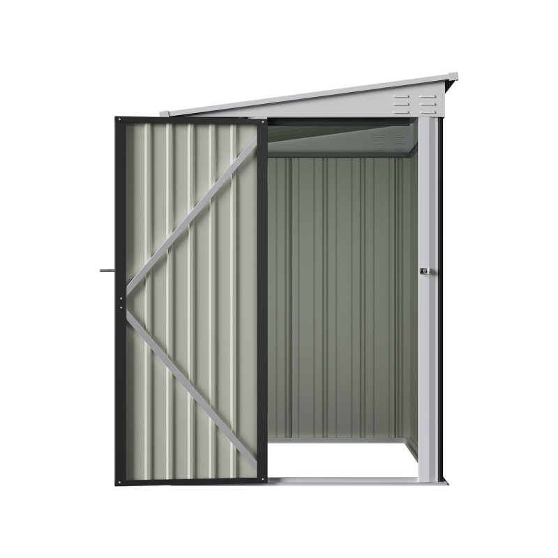 Living and Home 4.27x6.27FT Anthracite Single Door Metal Pent Roof Garden Storage Shed, Weatherproof Outdoor Tool Cabinet Without Base Floor