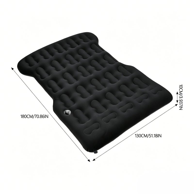 Living and Home 130x180cm Black Flocked SUV Car Inflatable Air Mattress with Built-in Automatic Air Pump, Portable Back Seat Camping Air Bed