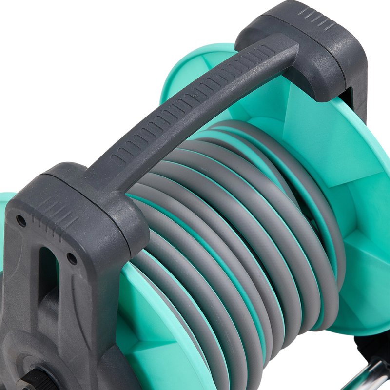 Living and Home Portable Green Garden Hose Reel Set with 10/15/20/25m Water Hose, Multi-Function High Pressure Spray Gun & Wall Mount Accessories