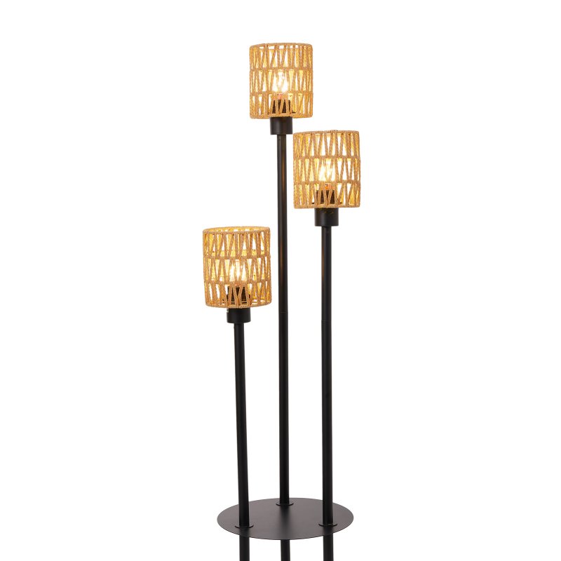 3-Light Boho Rustic Floor Lamp No Bulb