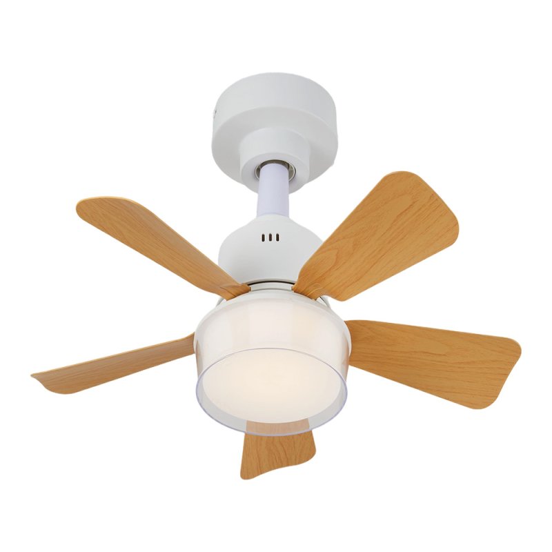Living and Home 5-Blade Wood Grain Ceiling Fan Light, White ABS Fan Lamp with Remote & APP Control, 4 Speed Adjustable Dimmable LED Fan Light Fixture