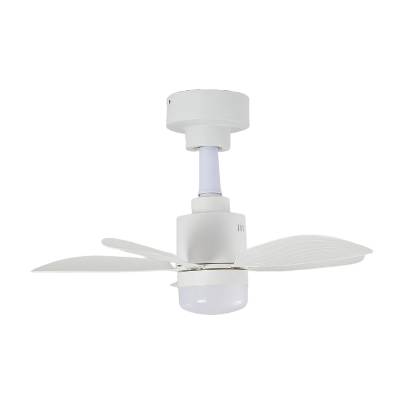 Living and Home Small All White 5 ABS Blades Ceiling Fan Light, Dimmable LED Fan Lamp with Remote & APP Control, 4 Speed Adjustable Mini Fan Light Fixture