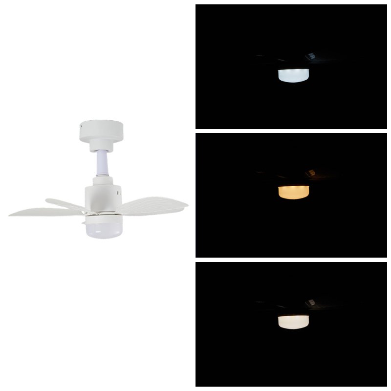 Living and Home Small All White 5 ABS Blades Ceiling Fan Light, Dimmable LED Fan Lamp with Remote & APP Control, 4 Speed Adjustable Mini Fan Light Fixture