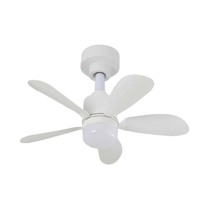 Living and Home Small All White 5 ABS Blades Ceiling Fan Light, Dimmable LED Fan Lamp with Remote & APP Control, 4 Speed Adjustable Mini Fan Light Fixture