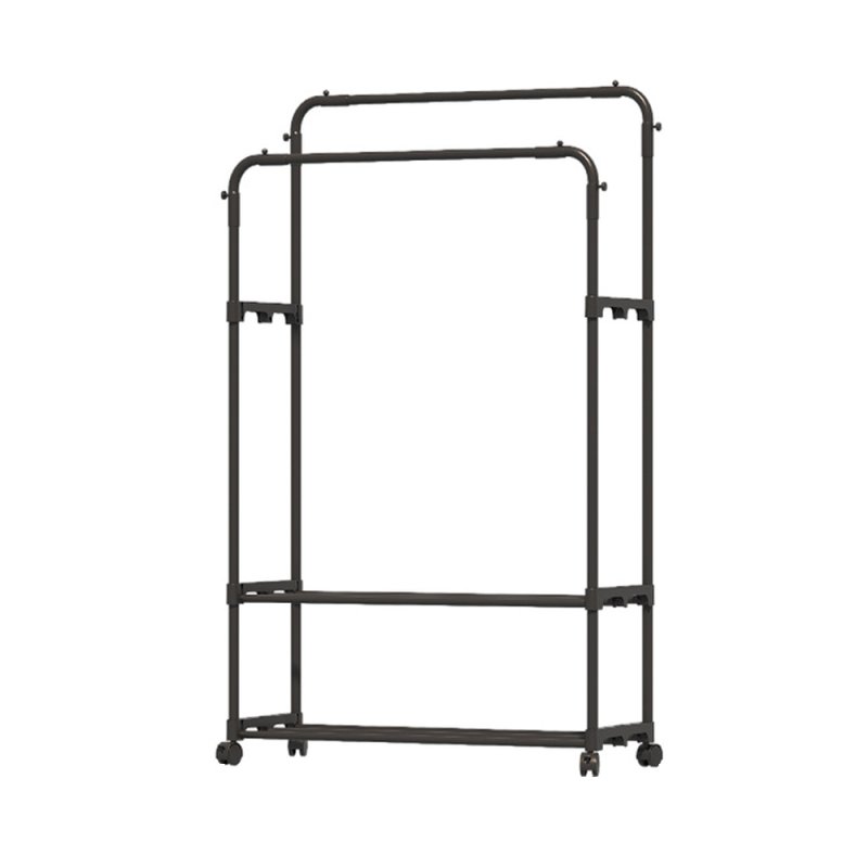 Living and Home Double Rod Metal Clothes Rack, Freestanding Clothing Rail