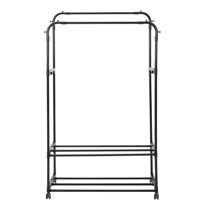 Living and Home Double Rod Metal Clothes Rack, Freestanding Clothing Rail