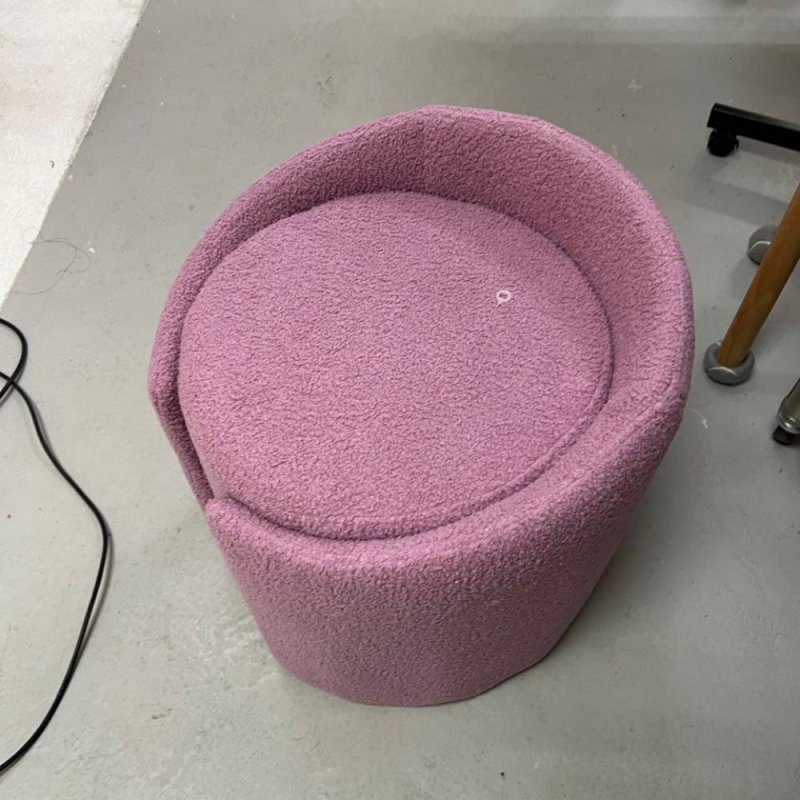 Living and Home Pinkish Purple Teddy Fleece Round Curved Back Vanity Stool
