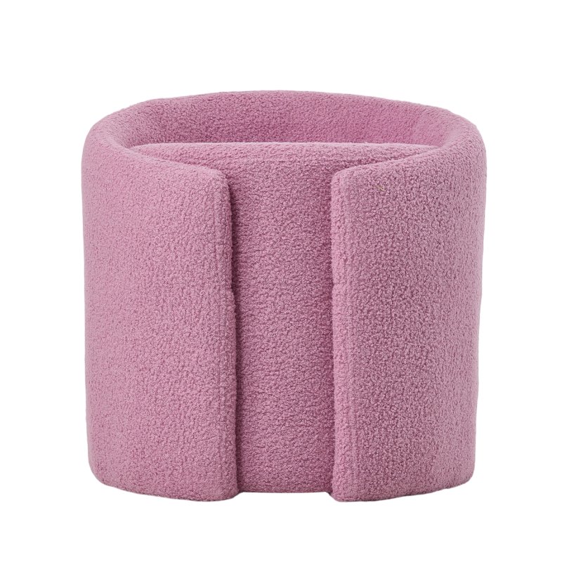 Living and Home Pinkish Purple Teddy Fleece Round Curved Back Vanity Stool