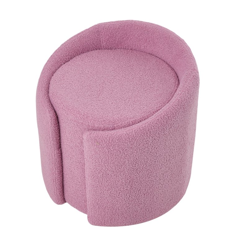 Living and Home Pinkish Purple Teddy Fleece Round Curved Back Vanity Stool