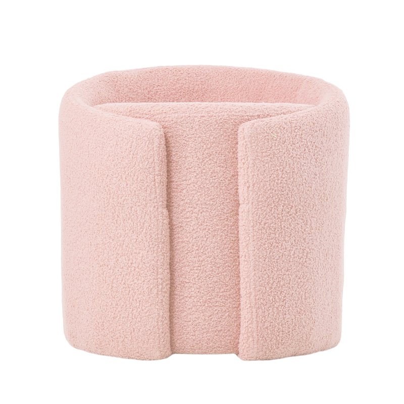 Living and Home Light Pink Teddy Fleece Round Curved Back Vanity Stool
