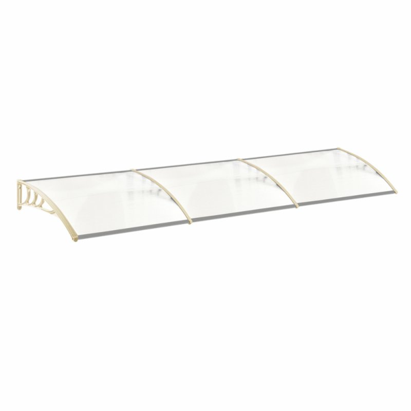 Living and Home White Window Door Awning Canopy with Brackets, 270cm W x 100cm D x 28cm H