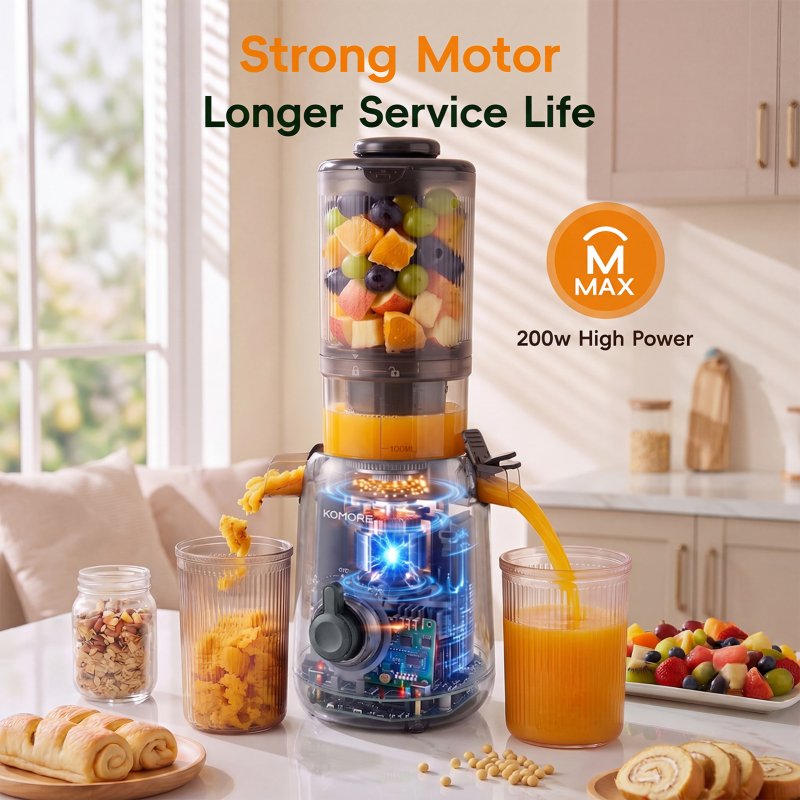 Living and Home 200W Cold Press Juicer Slow Masticating Machine