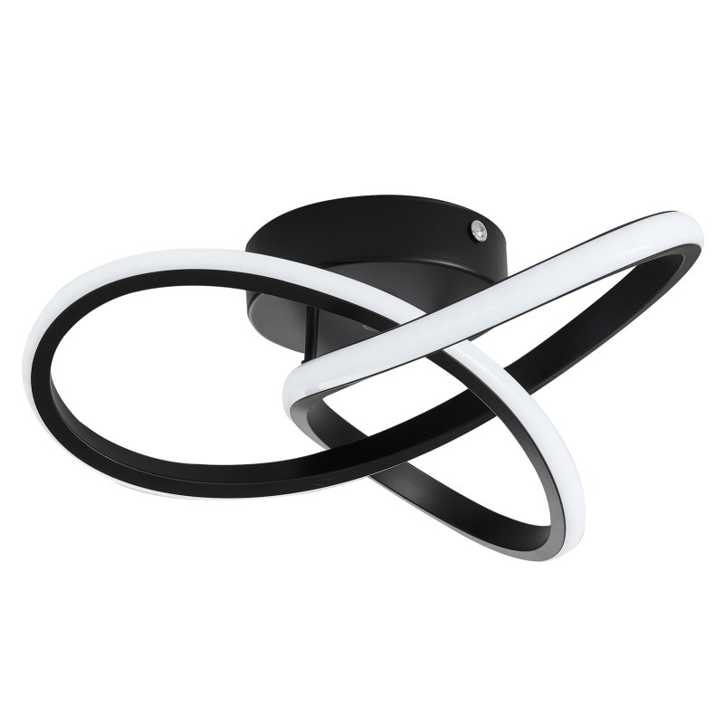 Living and Home 30cm Black Infinity Swirl LED Ceiling Light, 26W 6500K Cool White Modern Hallway Ceiling Lamp, Aluminum & Silicone Flush Mount Corridor Light